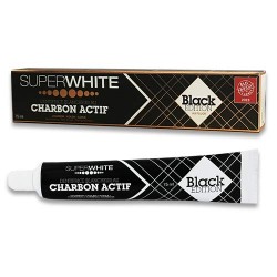 Super White Dentifrice Blancheur au Charbon Actif Black Edition 75ml