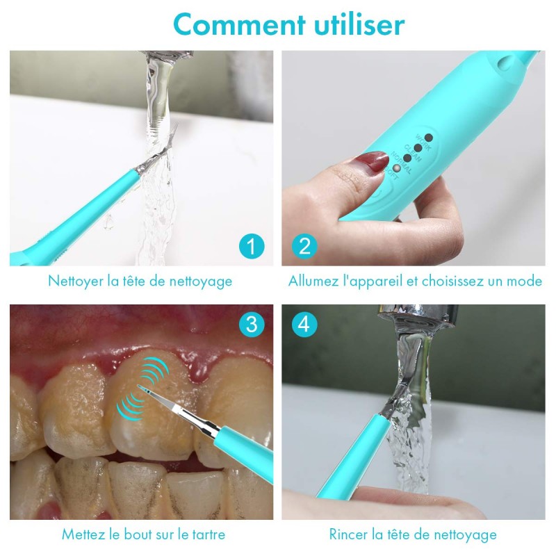 Détartreur dentaire à ultrasons domestique nettoie et élimine en douceur le  tartre dentaire et les tâches –